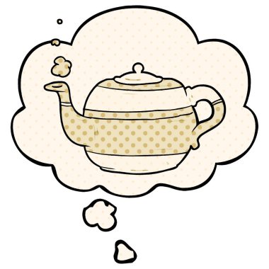 çizgi film çaydanlık ve çizgi roman tarzında düşünce balonu