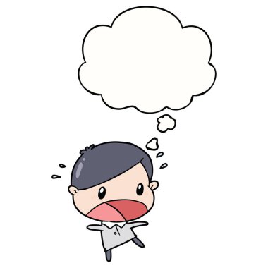 karikatür şok adam ve düşünce balonu