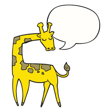 karikatür zürafa ve konuşma balonu