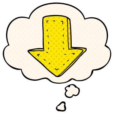 çizgi film işaret ok ve çizgi roman tarzında düşünce balonu