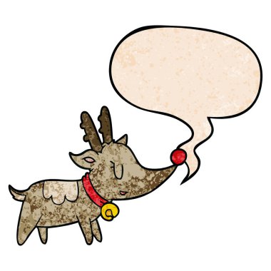 retro doku st karikatür noel geyiği ve konuşma balonu