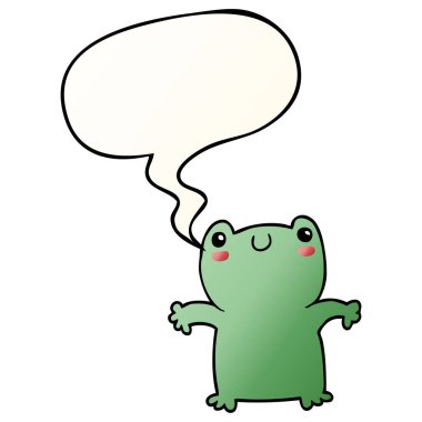 düzgün degrade tarzında karikatür kurbağa ve konuşma balonu