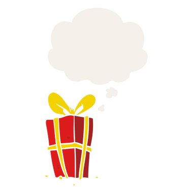 karikatür xmas retro tarzında mevcut ve düşünce balonu