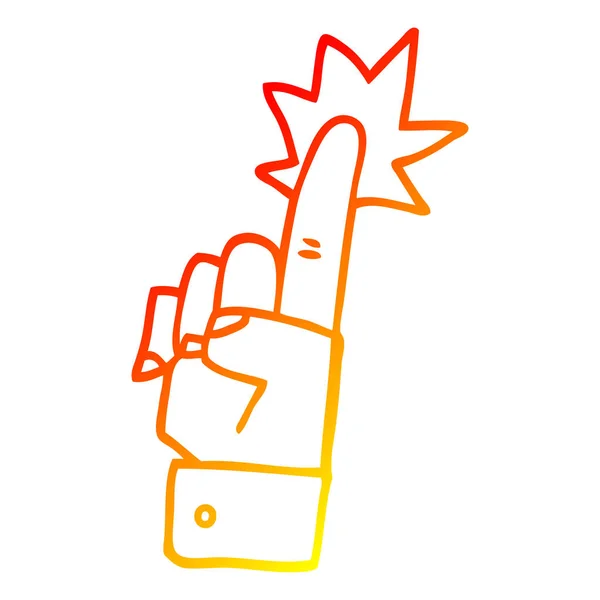 Meleg színátmenet vonal rajz karikatúra mutató kéz — Stock Vector