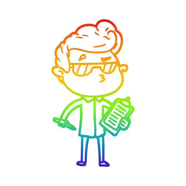 Rainbow gradient linje ritning tecknad cool Guy — Stock vektor