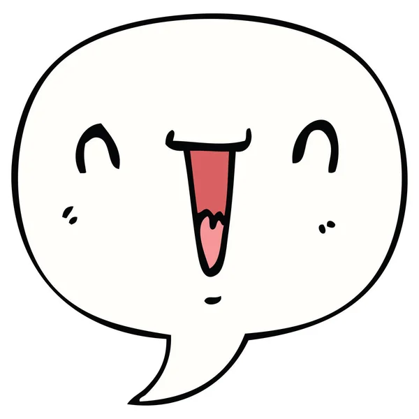 Cute happy cartoon face and speech bubble — Stock Vector