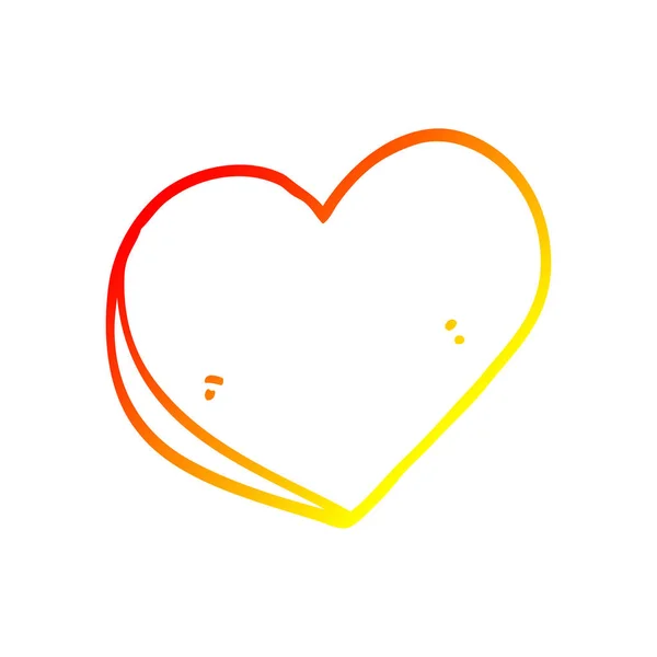 Caldo gradiente linea disegno cartone animato amore cuore — Vettoriale Stock