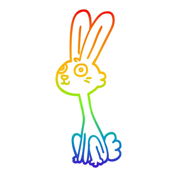 Regenboog gradiënt lijntekening cartoon konijn — Stockvector