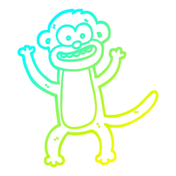 Cold gradient line drawing cartoon monkey — Stock Vector