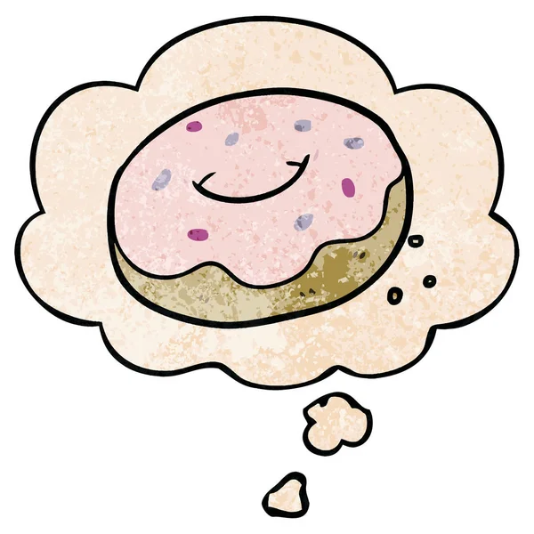 grunge doku desen tarzı karikatür donut ve düşünce balonu
