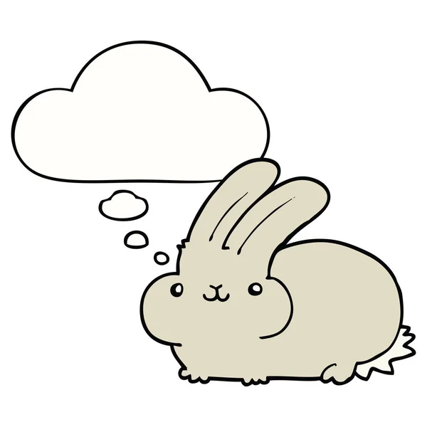 Dessin animé lapin et bulle de pensée — Image vectorielle