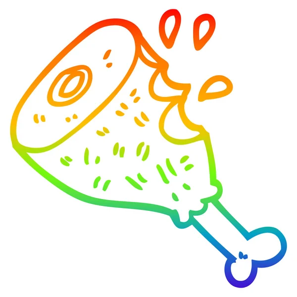 Linea gradiente arcobaleno disegno cartone animato carne cotta — Vettoriale Stock