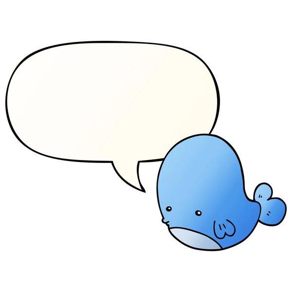 Cartoon walvis en Speech bubble in gladde gradiënt stijl — Stockvector