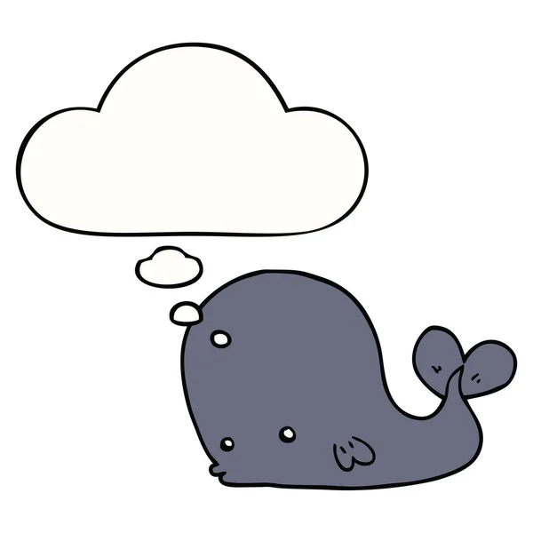 卡通鲸鱼和思想泡沫 — 图库矢量图片