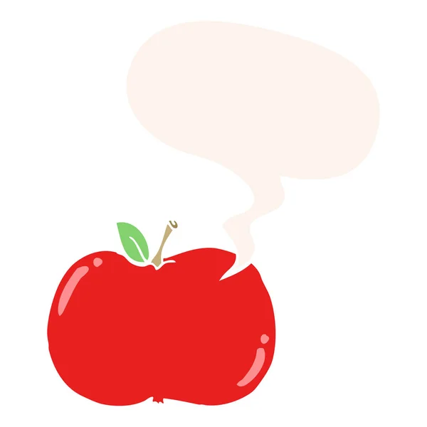 Retro tarzıkarikatür elma ve konuşma balonu — Stok Vektör