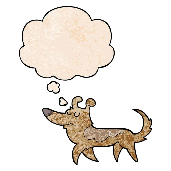 グランジテクスチャパターンスタイルで漫画犬と思考バブル — ストックベクタ