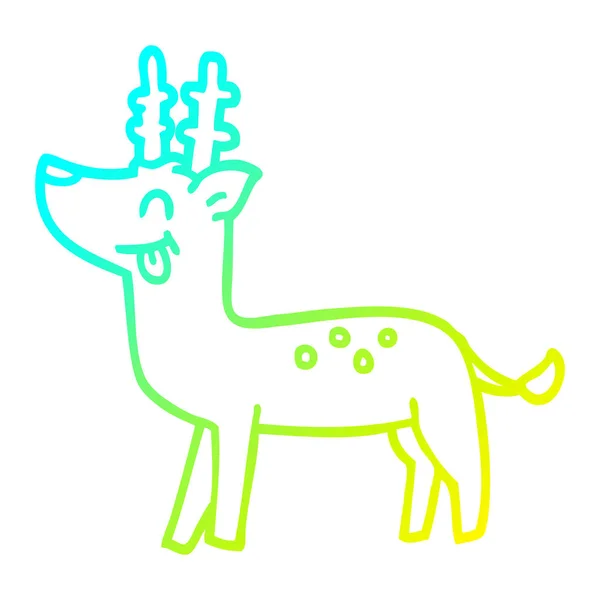 Linea gradiente freddo disegno cartone animato cervo felice — Vettoriale Stock