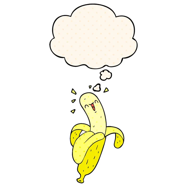 Banana Cartoon i Bubble myśli w komiksowym stylu — Wektor stockowy