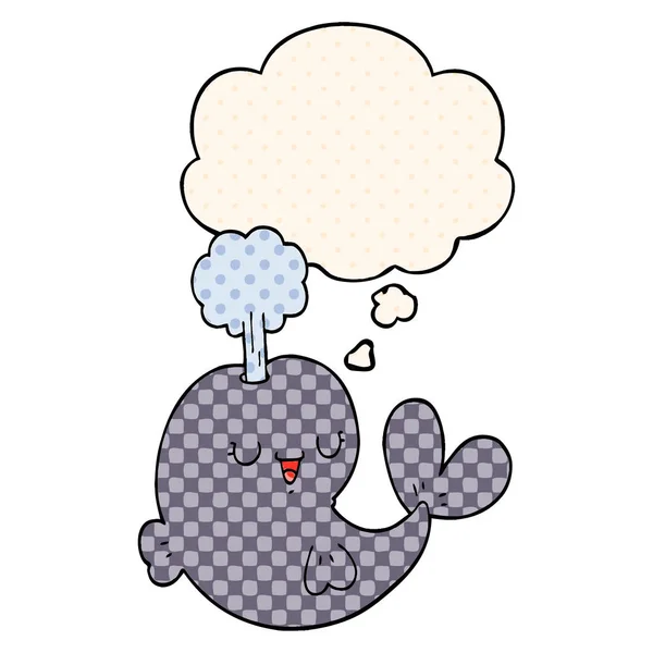 Kreslená velryba a myšlenková bublina ve stylu komiksů — Stockový vektor