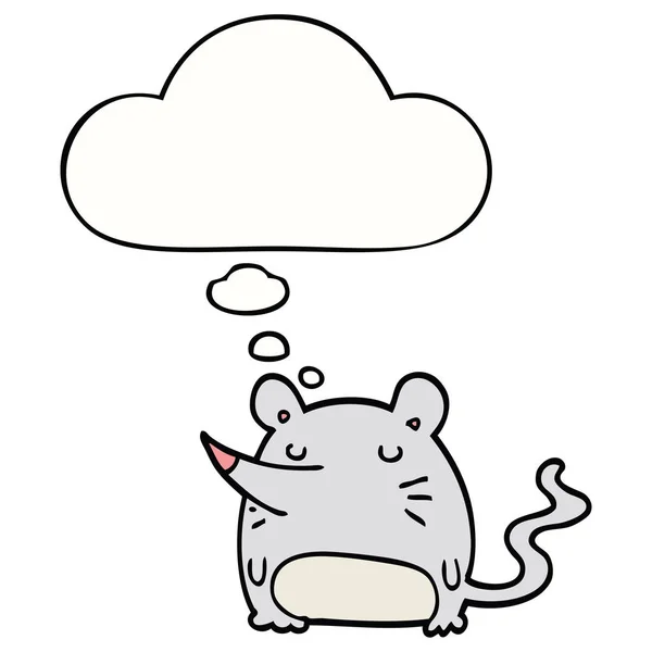 Cartone animato mouse e bolla di pensiero — Vettoriale Stock