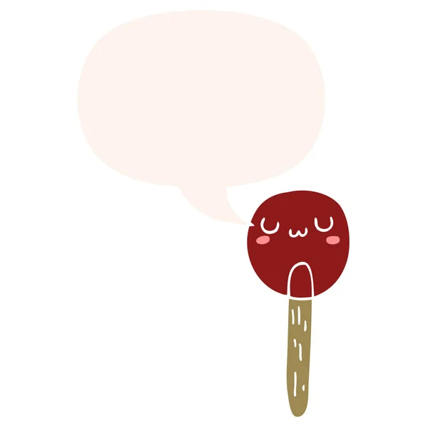 Cartoon Lollipop en toespraak bubble in retro stijl — Stockvector