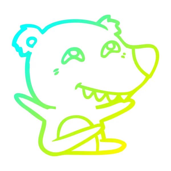 Studená Přechodová čára kresba kreslený medvěd zobrazující zuby — Stockový vektor