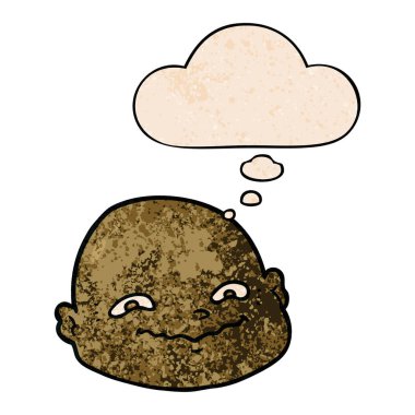 karikatür kel adam ve grunge doku desen st düşünce balonu