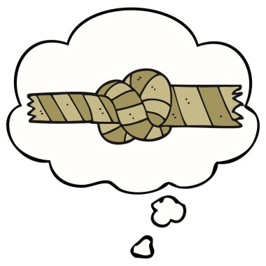 karikatür düğümlü halat ve düşünce balonu