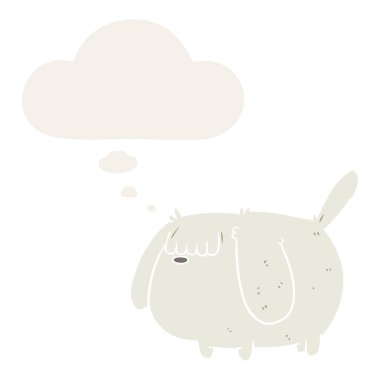 komik karikatür köpek ve retro tarzında kabarcık düşünce