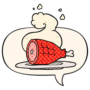 çizgi film çizgi roman tarzında pişmiş et ve konuşma balonu