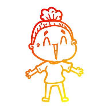 sıcak degrade çizgi çizim karikatür mutlu yaşlı bayan