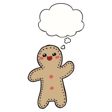 karikatür gingerbread adam ve düşünce balonu
