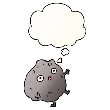 karikatür kaya düşen ve pürüzsüz degrade tarzında kabarcık düşünce