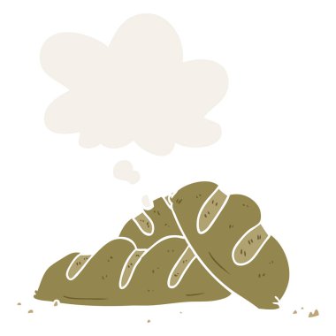 retro tarzında ekmek ve düşünce balonu karikatür somun