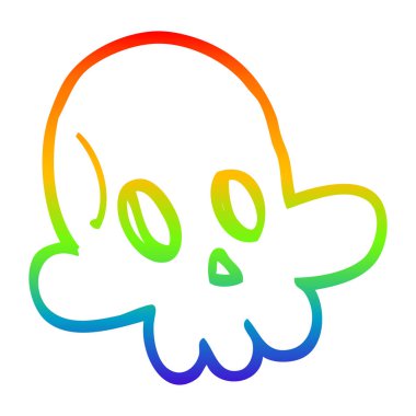 gökkuşağı gradyan çizgi çizim karikatür halloween kafatası