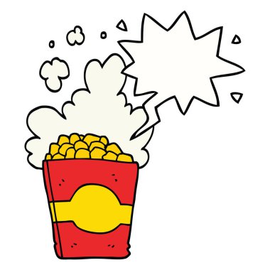 karikatür patlamış mısır ve konuşma balonu