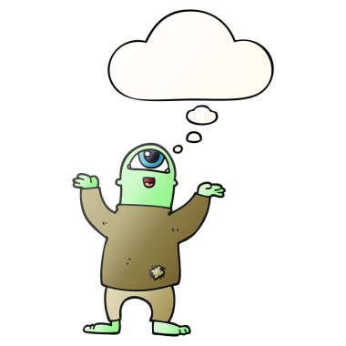 çizgi film halloween canavar ve pürüzsüz degrade içinde kabarcık düşünce 