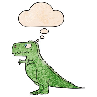 karikatür dinozor ve grunge doku desen st düşünce balonu
