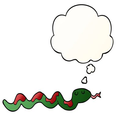 karikatür yılan ve pürüzsüz degrade tarzında düşünce balonu