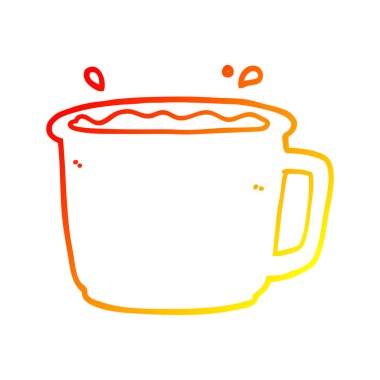 sıcak degrade çizgi çizim karikatür kahve fincanı