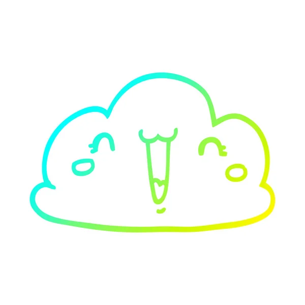 Línea de gradiente frío dibujo nube de dibujos animados — Vector de stock