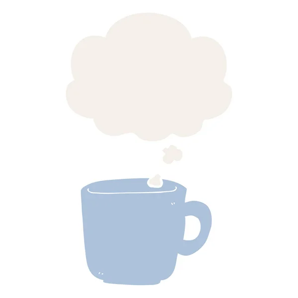 Чашка кофе мультфильма и мыслей пузырь в стиле ретро — стоковый вектор