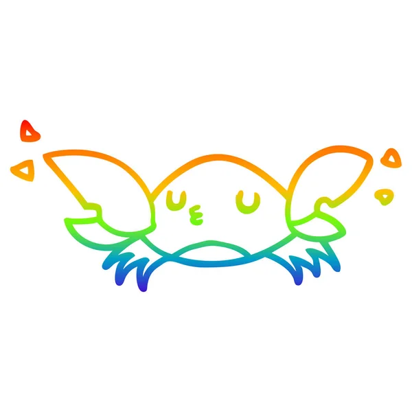 Rainbow gradient line drawing cartoon crab — Stock Vector
