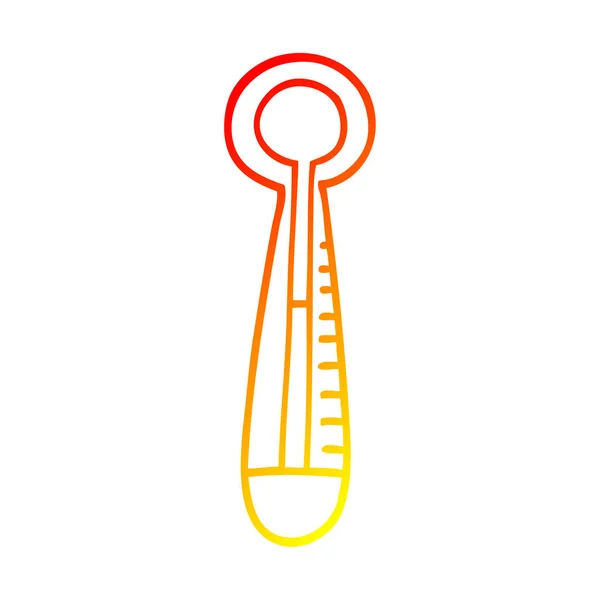 Linha de gradiente quente desenho cartoon termômetro médico — Vetor de Stock