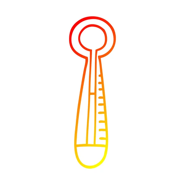 Ciepły gradient linia kreskówka termometr medyczny rysunek — Wektor stockowy