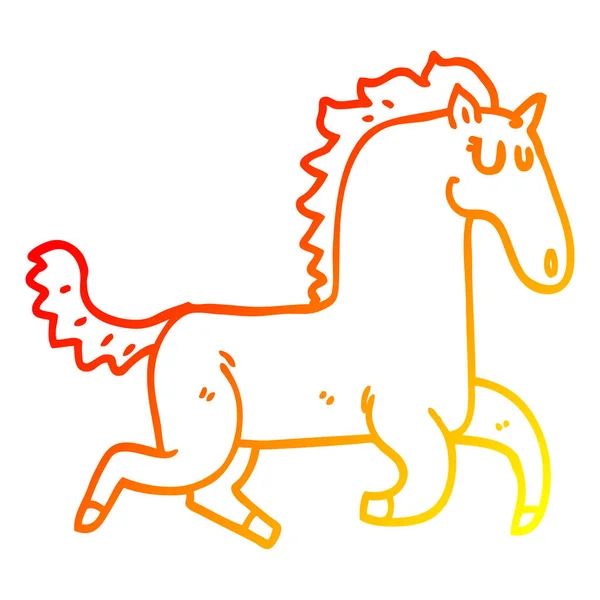 Warm gradient line drawing cartoon magnificent stallion — Stock Vector