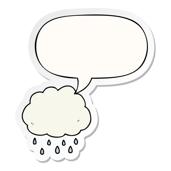 Cartoon Rain moln och pratbubbla klistermärke — Stock vektor