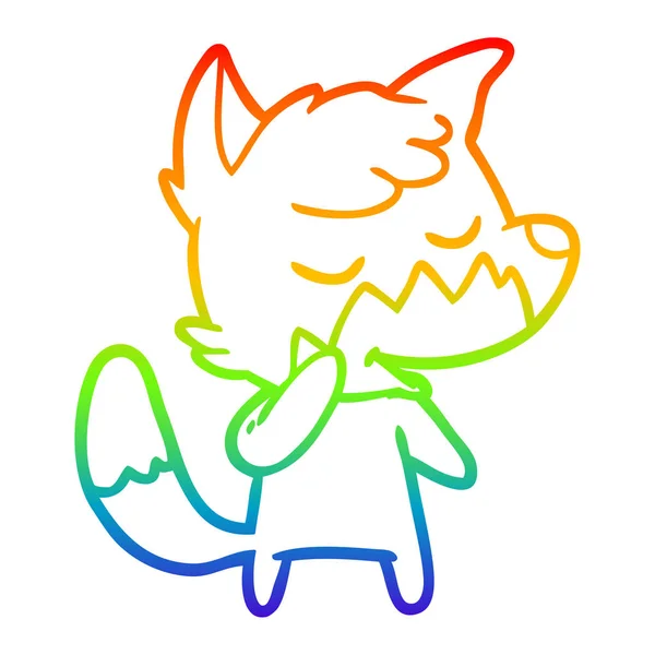 Linha gradiente arco-íris desenho amigável cartoon fox —  Vetores de Stock