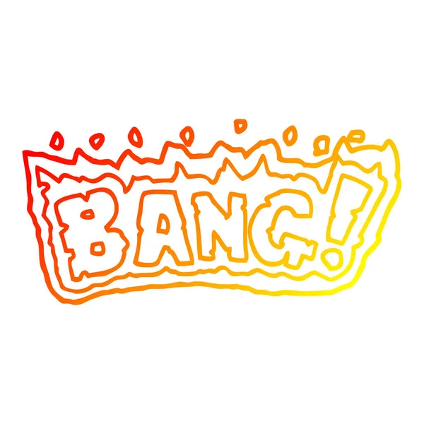 Línea de gradiente caliente dibujo de dibujos animados palabra bang — Vector de stock