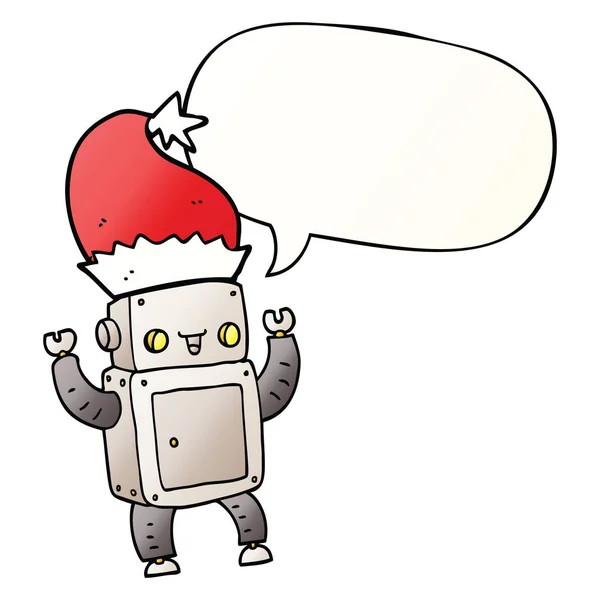 Cartoon-Weihnachtsroboter und Sprechblase im sanften Gefälle — Stockvektor